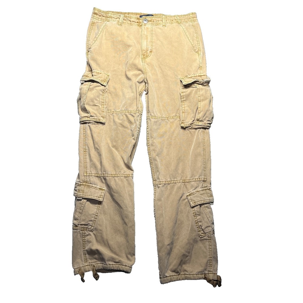 Aeropostale Baggy Cargo Pants Men's Small (32x29) Khaki Paratrooper Drawstring